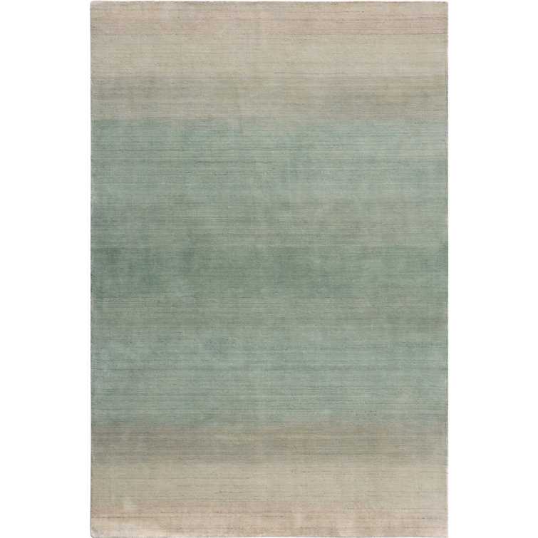 Handmade Aqua Wool Ombre Rectangular Area Rug 6' x 9'