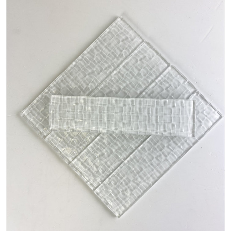 Metro Cubes 2x8 White Glossy Glass Subway Wall Tile
