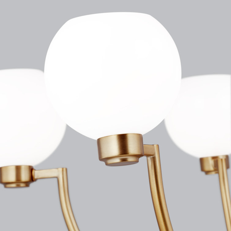 Andrea Satin Brass 5-Light Chandelier with Frosted Glass Shades