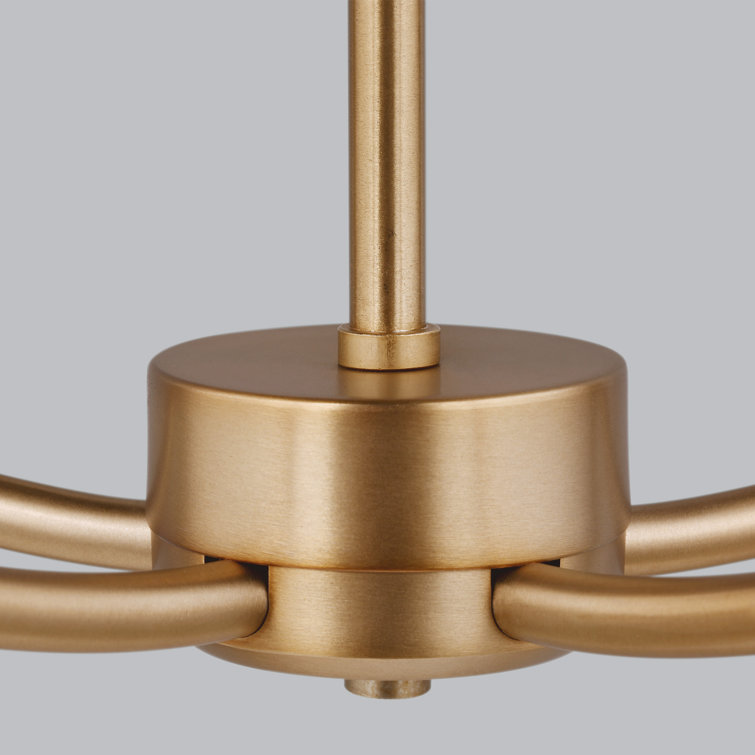 Andrea Satin Brass 5-Light Chandelier with Frosted Glass Shades