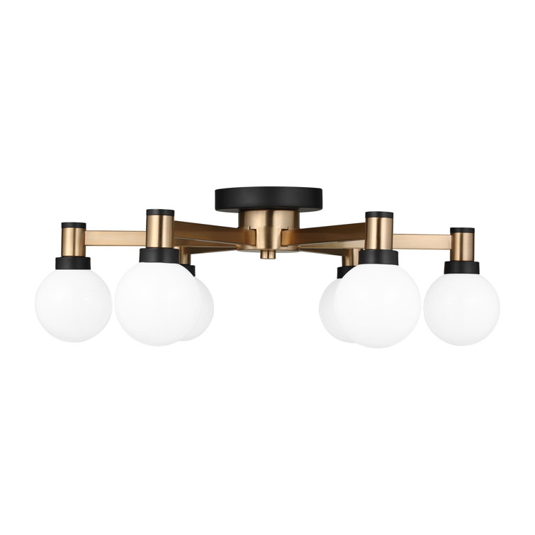 Cosmic Fusion 24" Satin Brass Globe Chandelier with Opal Etched Glass