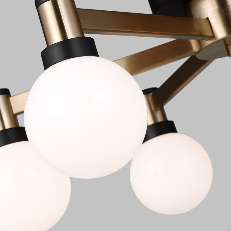 Cosmic Fusion 24" Satin Brass Globe Chandelier with Opal Etched Glass