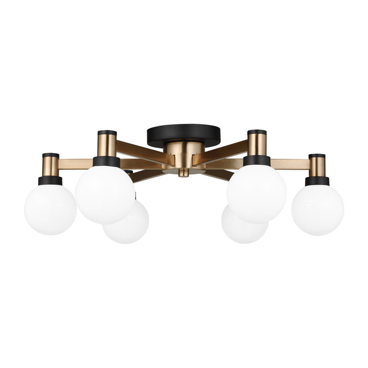Cosmic Fusion 24" Satin Brass Globe Chandelier with Opal Etched Glass