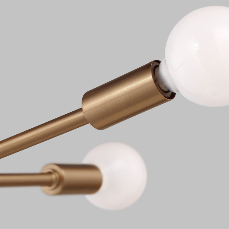 Satin Brass 4-Light Glass Globe Sputnik Flush Mount
