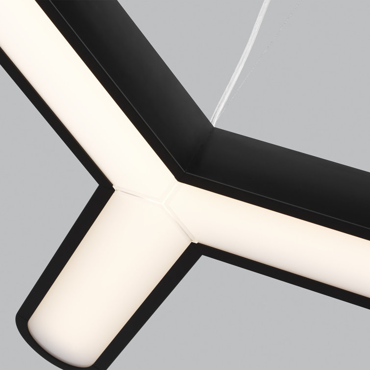 Alta Midnight Black Geometric LED Chandelier with Plastic Shade