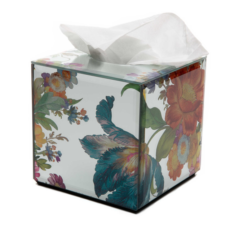 Floral Glass Boutique Tissue Box Cover, 6" Square