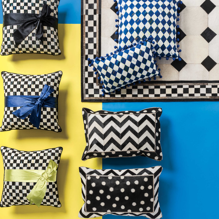 Black and White Checkered Square Kids Decorative Pillow