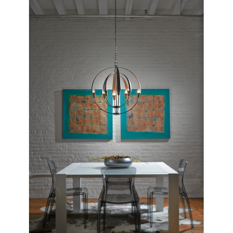 Vintage Platinum 8-Light Steel Globe Chandelier