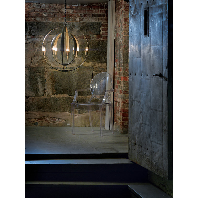 Vintage Platinum 8-Light Steel Globe Chandelier
