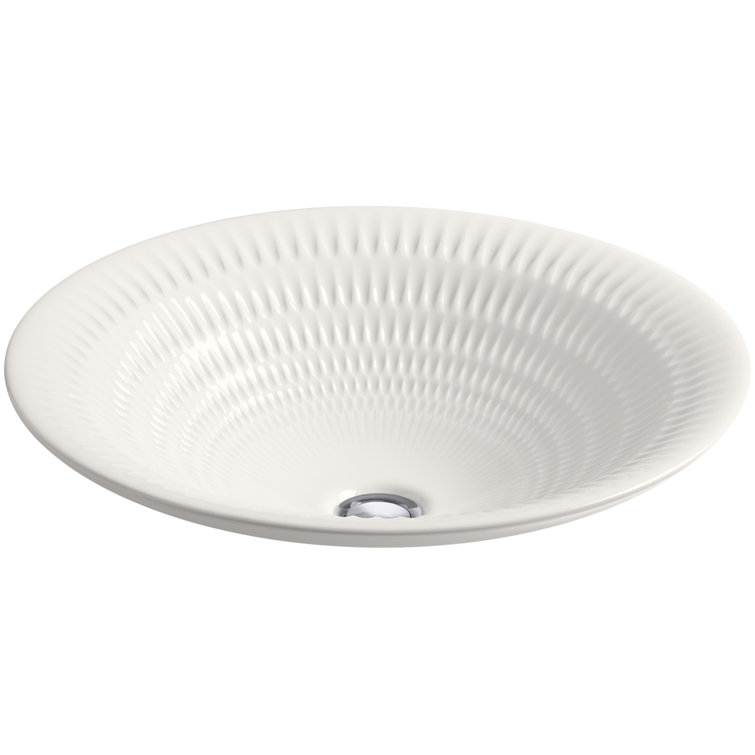 Translucent White Ceramic Round Vessel Bathroom Sink