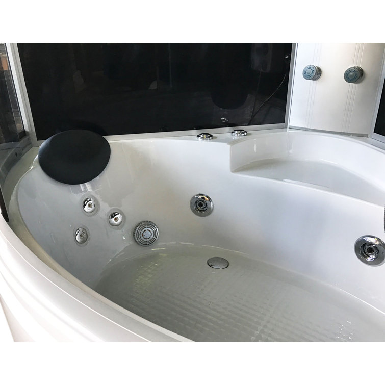 Milan 49'' White Acrylic Corner Whirlpool Bathtub with Digital Control