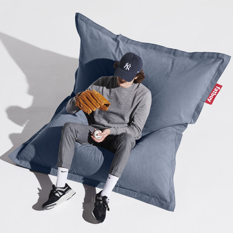 Large Black Cotton Bean Bag Chair with Removable Cover