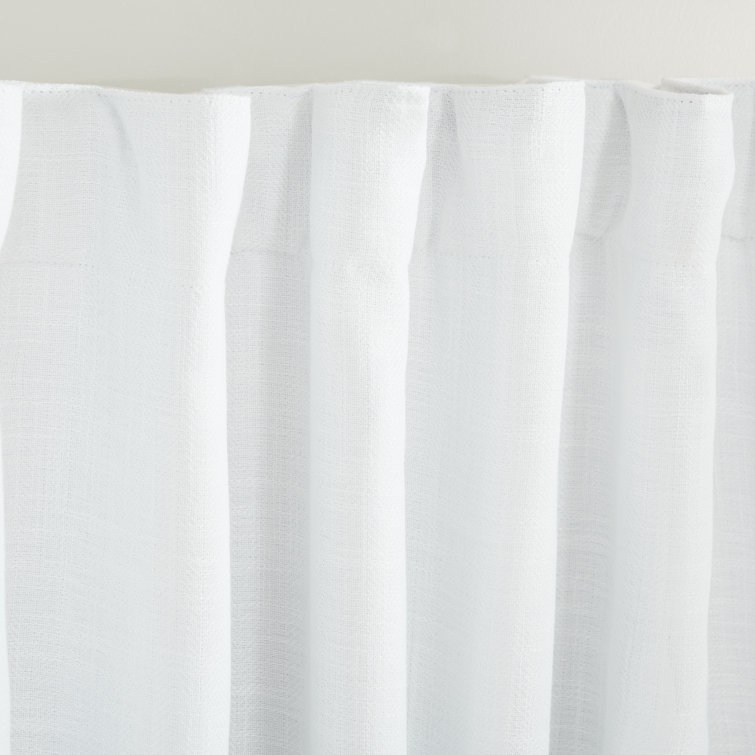 White Linen-Blend Blackout Pleated Curtain Panel 52" x 84"