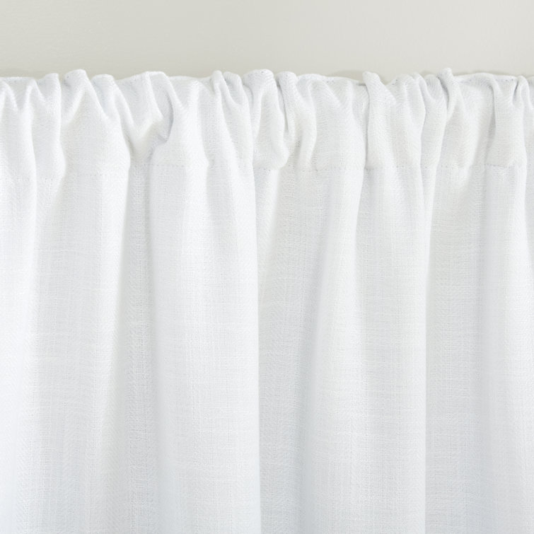 White Linen-Blend Blackout Pleated Curtain Panel 52" x 84"