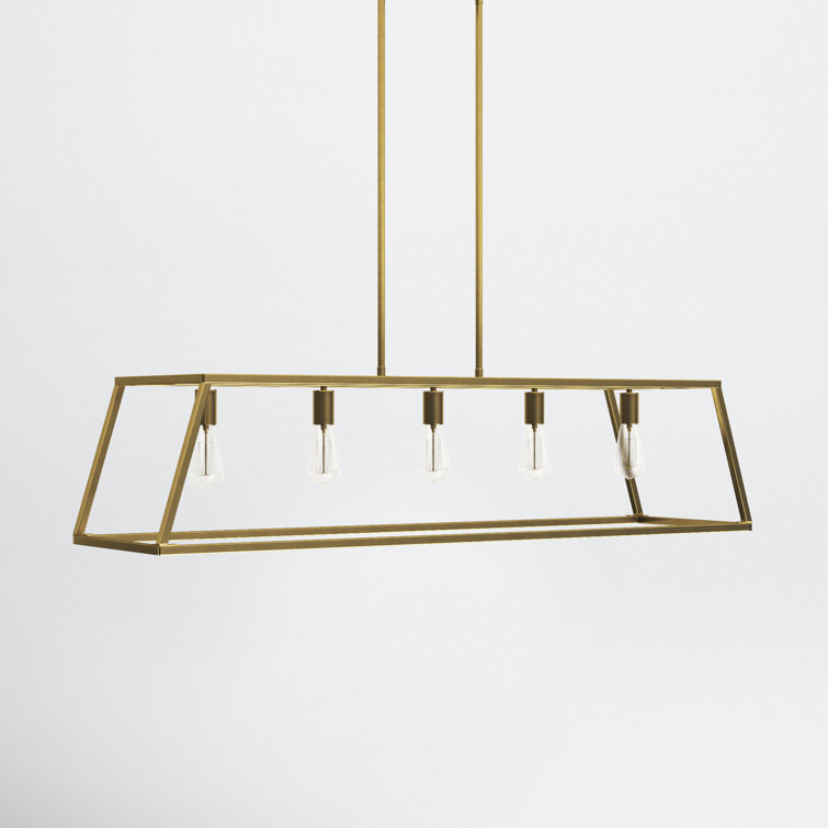 Denton Warm Brass Geometric 5-Light Linear Chandelier