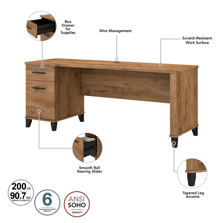 Fresh Walnut 72" L-Shaped Sit-Stand Desk with Hutch and File Cabinet