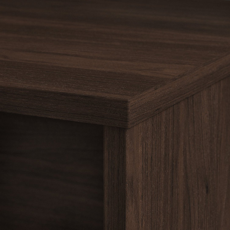 Modern Hickory L-Shaped Corner Desk with Filing Cabinet