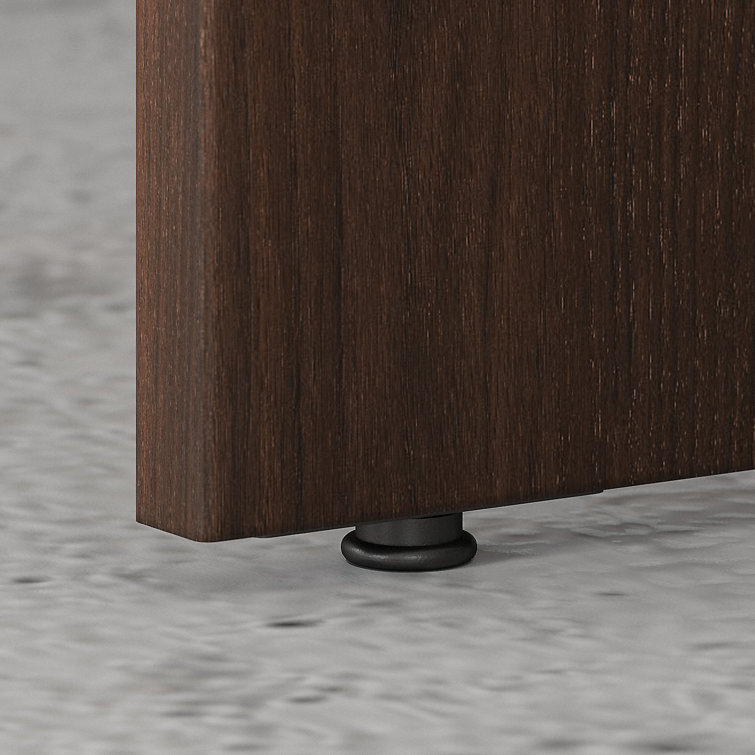 Modern Hickory L-Shaped Corner Desk with Filing Cabinet