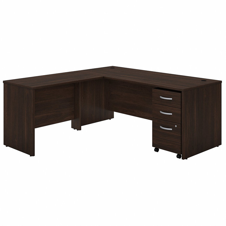 Storm Gray L-Shaped Computer Desk with Filing Cabinet
