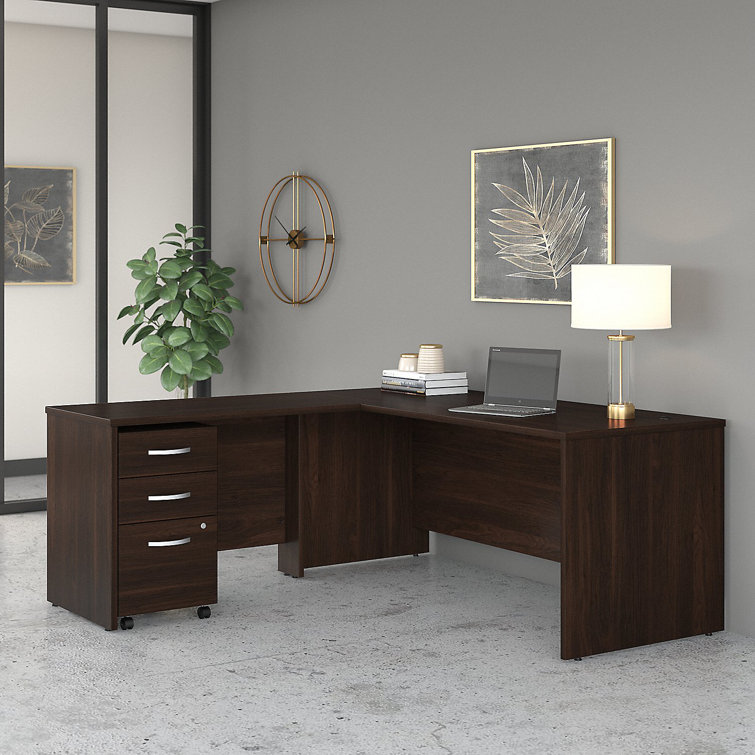 Storm Gray L-Shaped Computer Desk with Filing Cabinet