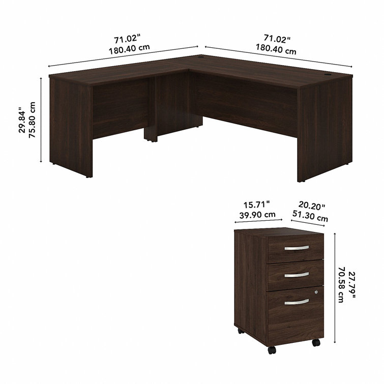 Storm Gray L-Shaped Computer Desk with Filing Cabinet