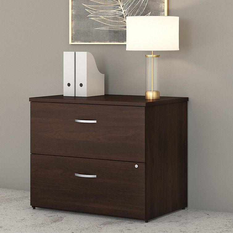 Black Walnut 36'' Wide 2-Drawer Lockable Lateral File Cabinet