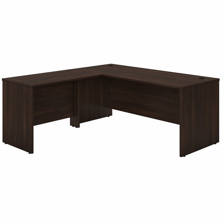 Modern Hickory L-Shaped Corner Desk with Filing Cabinet