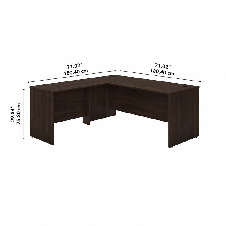 Contemporary Black Walnut Corner Desk with Drawer and Filing Cabinet