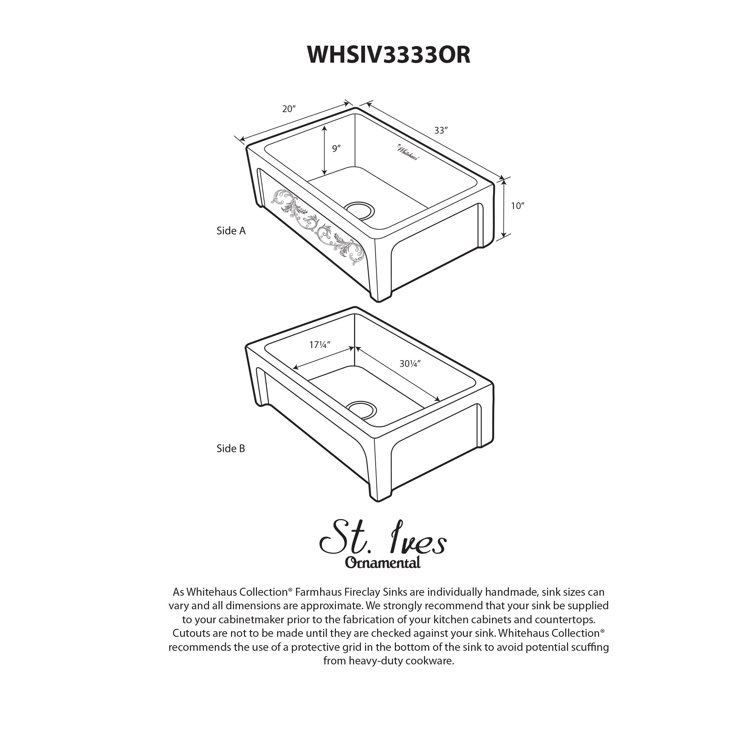 White and Platinum Ornamental Fireclay Farmhouse Kitchen Sink