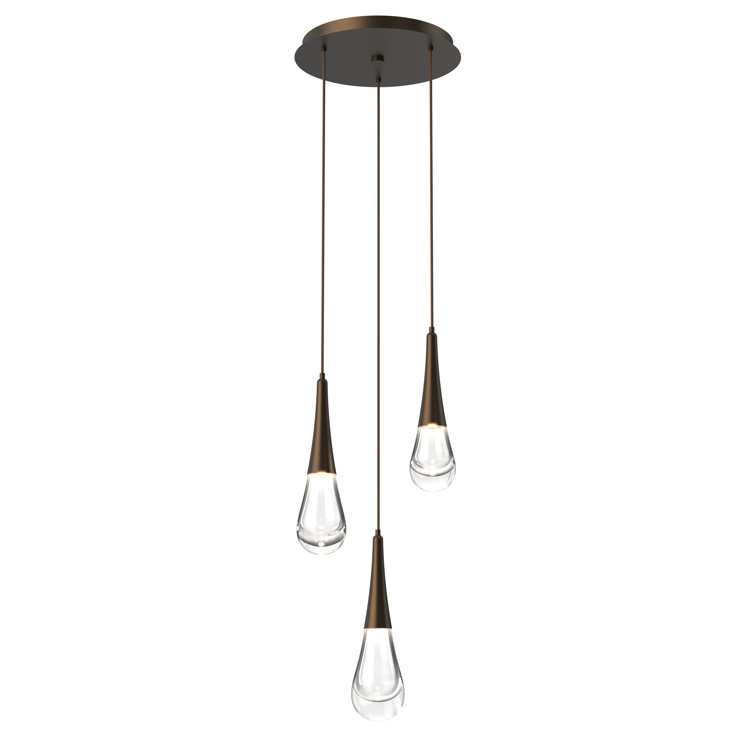Burnished Bronze Teardrop LED Pendant Light with Clear Glass