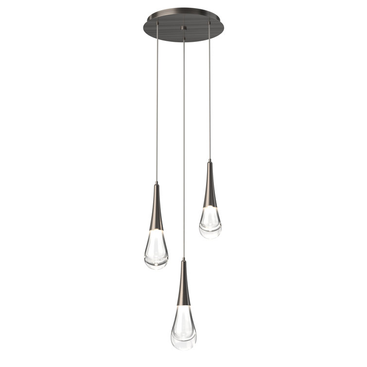 Raindrop 3-Light Silver and Glass LED Pendant