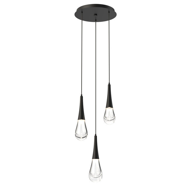 Ethereal Raindrop 3-Light Matte Black LED Cluster Pendant