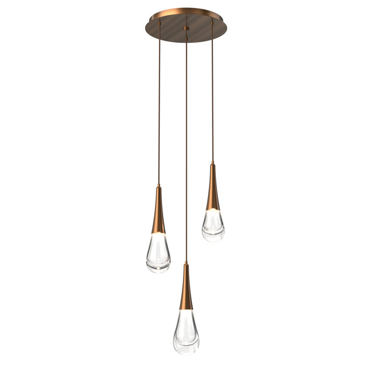Raindrop 3-Light Silver and Glass LED Pendant