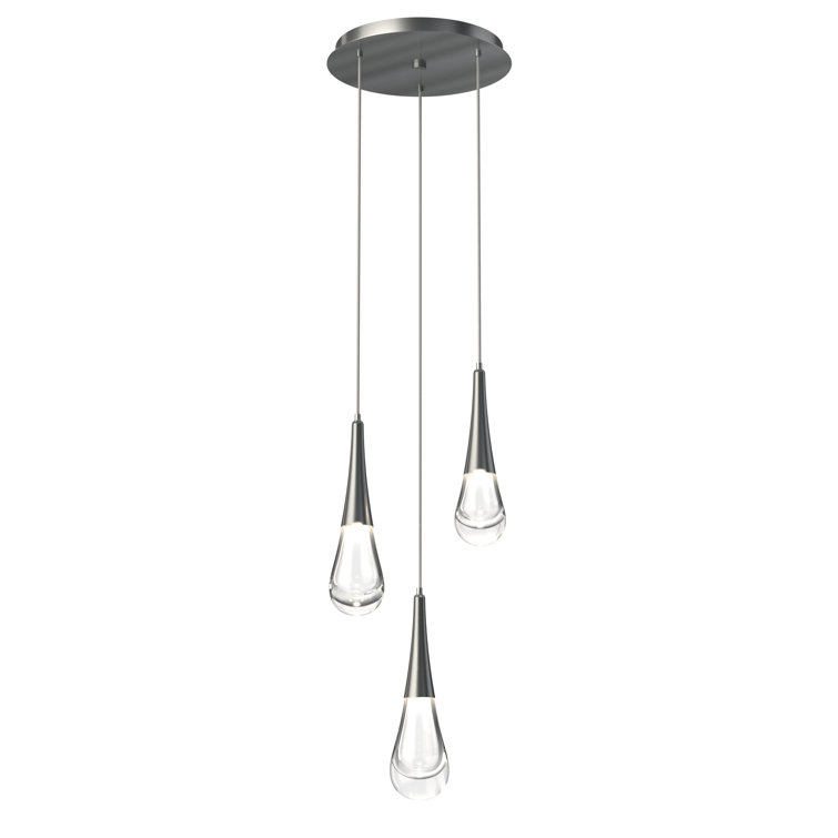 Raindrop 3-Light Silver and Glass LED Pendant