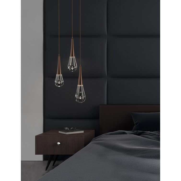 Raindrop 3-Light Silver and Glass LED Pendant