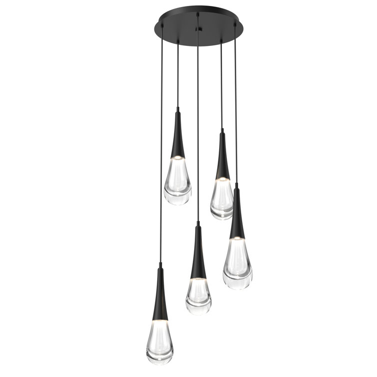 Ethereal Raindrop 5-Light LED Cluster Pendant in Matte Black