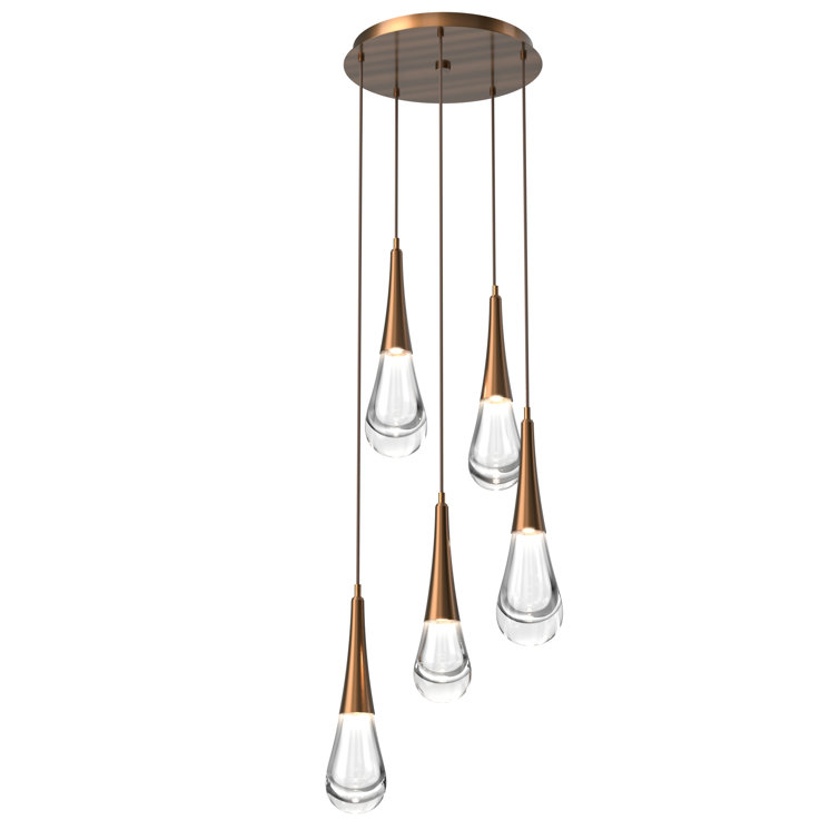 Ethereal Raindrop 21.7" LED Cluster Pendant in Matte Black & Brass