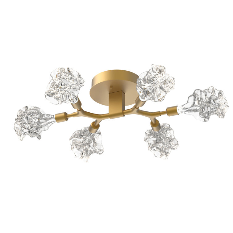 Blossom Gilded Brass and Glass Semi Flush Ceiling Light