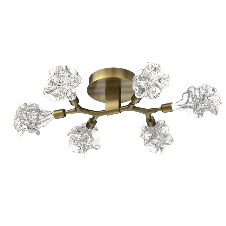 Blossom Hand-Blown Glass 6-Light Flush Mount in Matte Black
