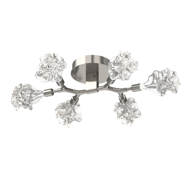 Blossom Hand-Blown Glass 6-Light Flush Mount in Matte Black