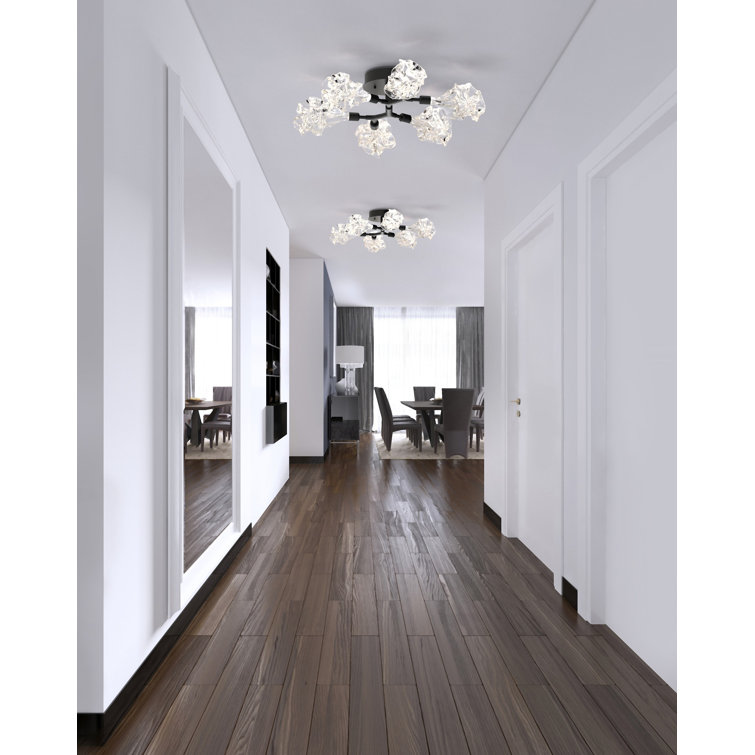 Blossom Hand-Blown Glass 6-Light Flush Mount in Matte Black