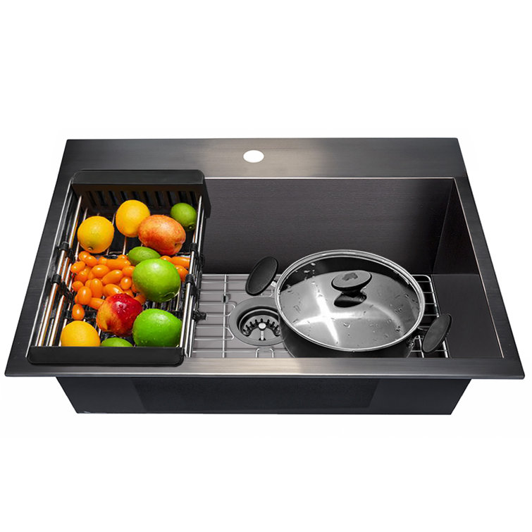 Gunmetal Matte Black Stainless Steel Single Bowl Kitchen Sink