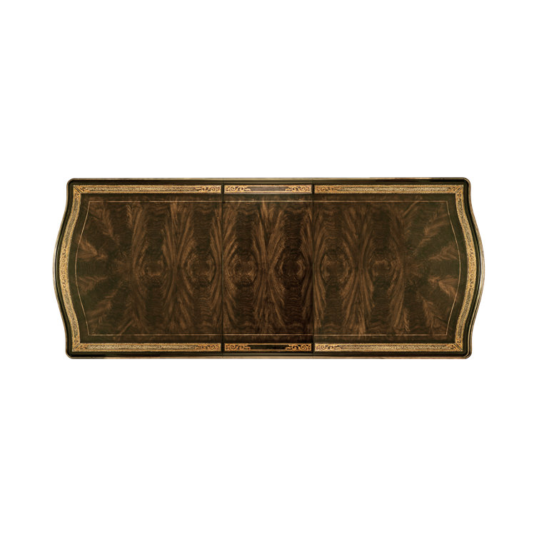 Bombay Mahogany Starburst Extendable Dining Table with Gold Trim