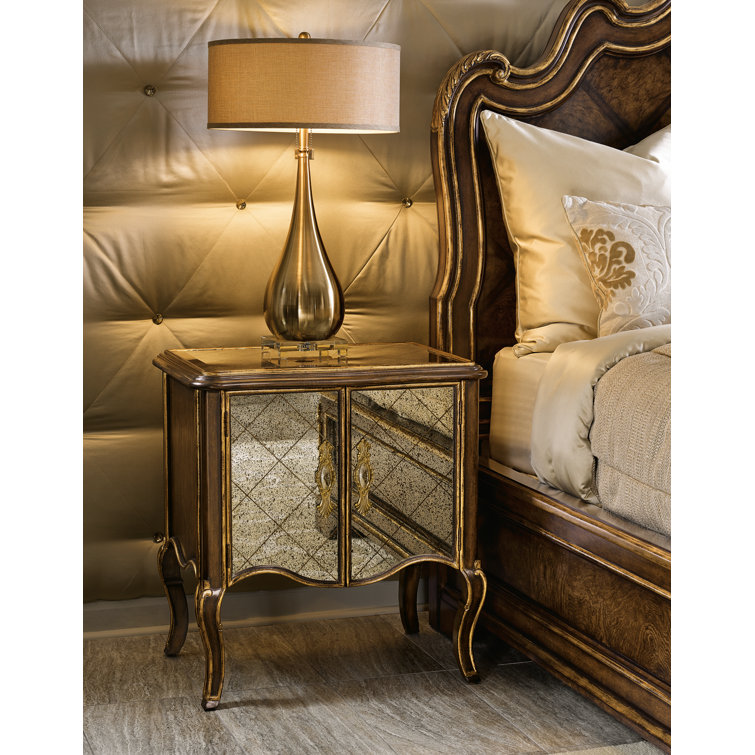 Aria Aged Gold Mahogany Veneer Nightstand