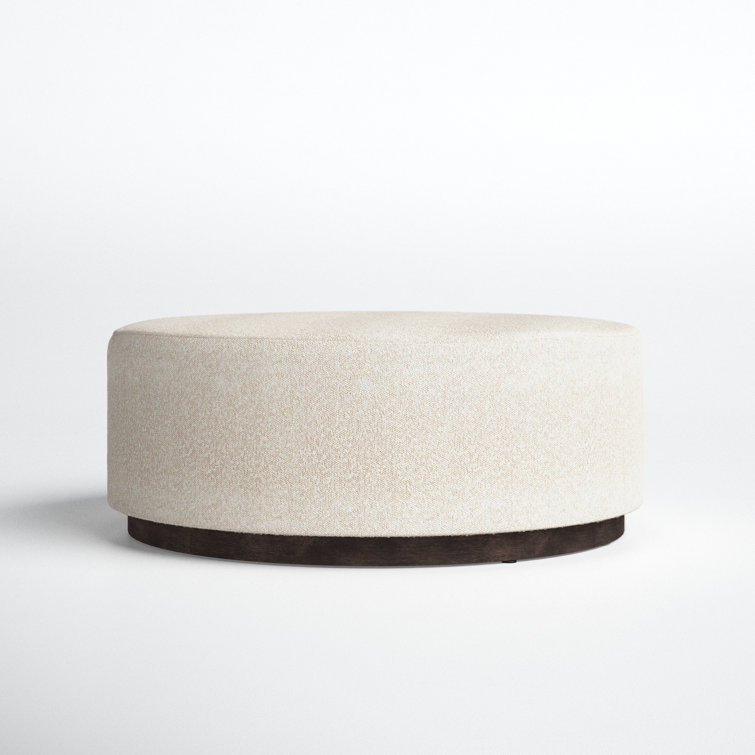 Sinclair 36" Cream Round Ottoman with Distressed Natural Base