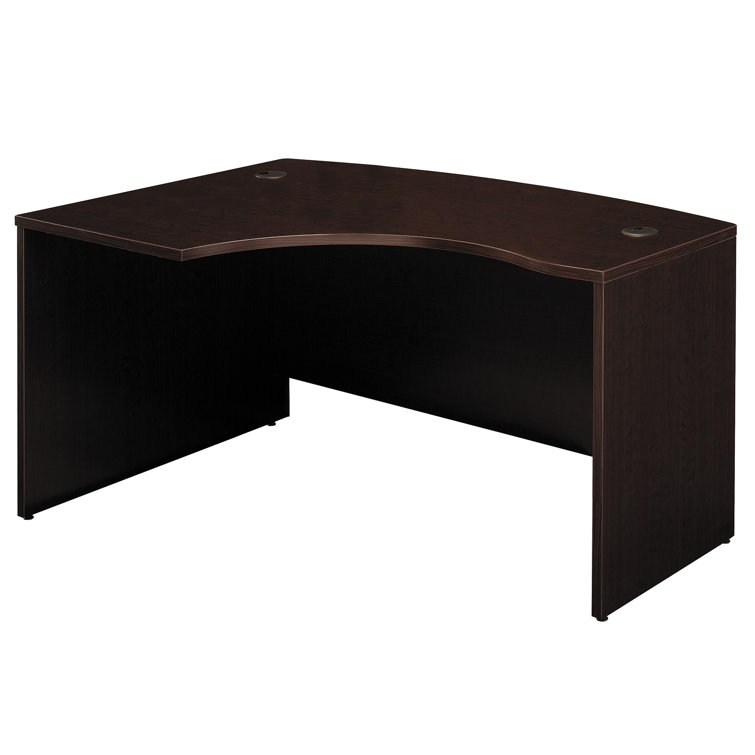 Executive Mocha Cherry L-Shaped Desk with Filing Cabinet and Keyboard Tray