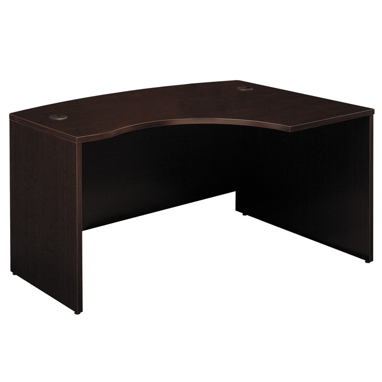Executive Mocha Cherry L-Shaped Desk with Filing Cabinet and Keyboard Tray