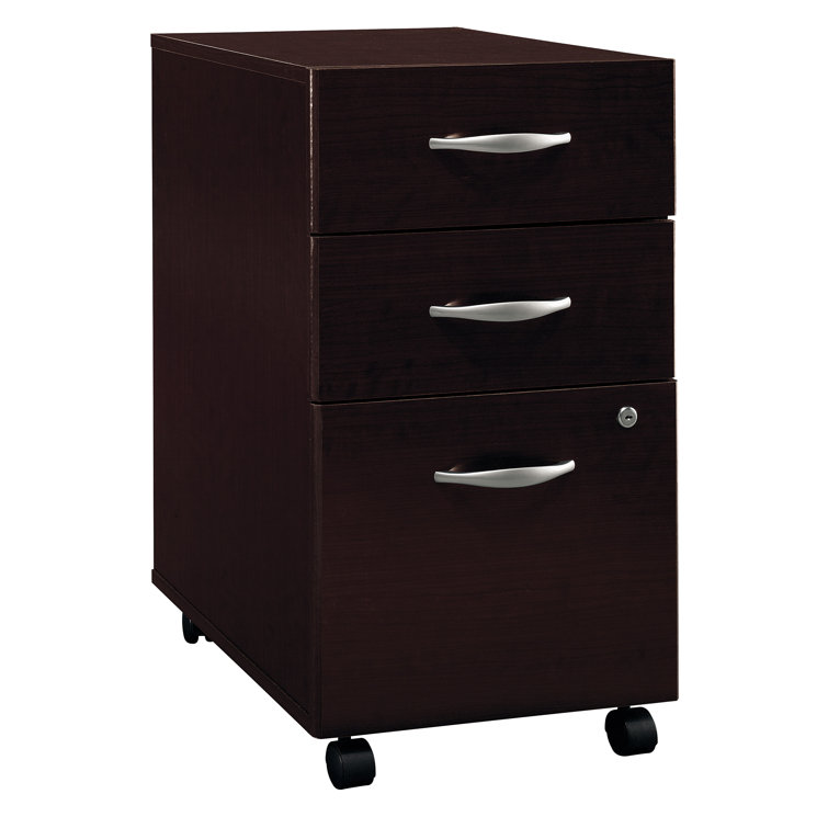 Mocha Cherry 3-Drawer Lockable Mobile File Cabinet