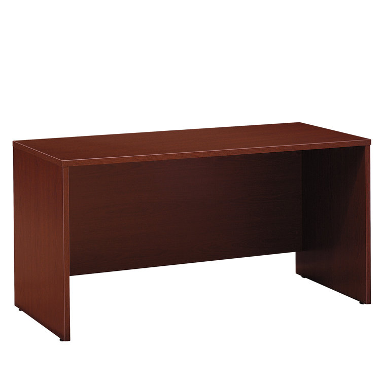 Contemporary Mahogany Home Office Desk with Drawer and Filing Cabinet
