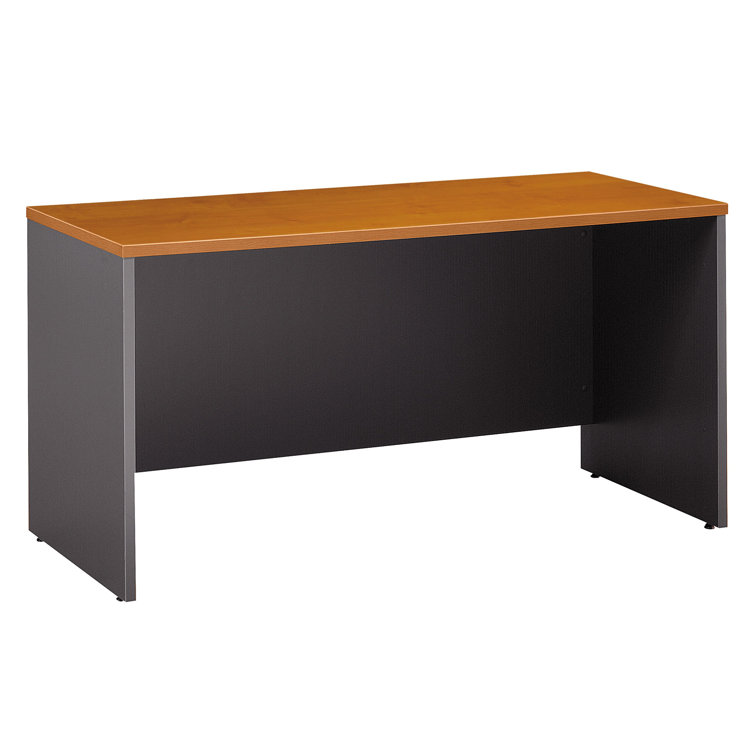 Natural Cherry and Graphite Gray Executive Desk with Drawer and Filing Cabinet